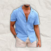 Men short sleeve linen shirt