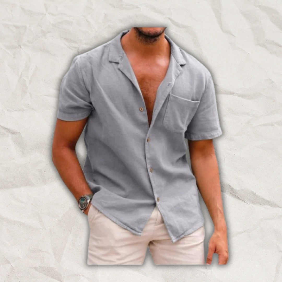 Men short sleeve linen shirt