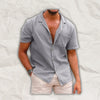 Men short sleeve linen shirt