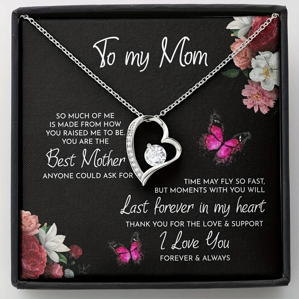 To My Mom Heart Shaped Necklace