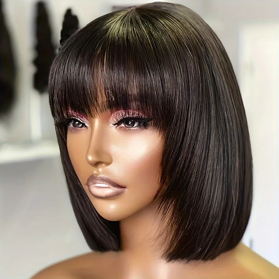 100% Human Straight Hair Short Bob Wig