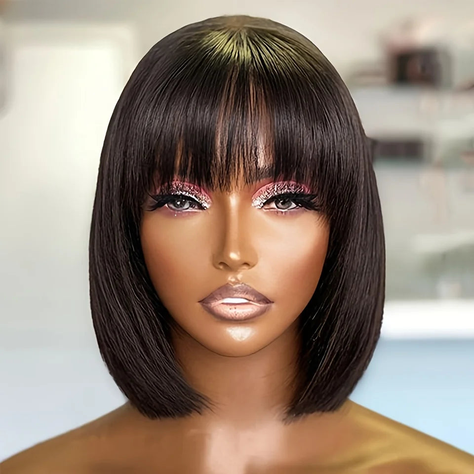 100% Human Straight Hair Short Bob Wig