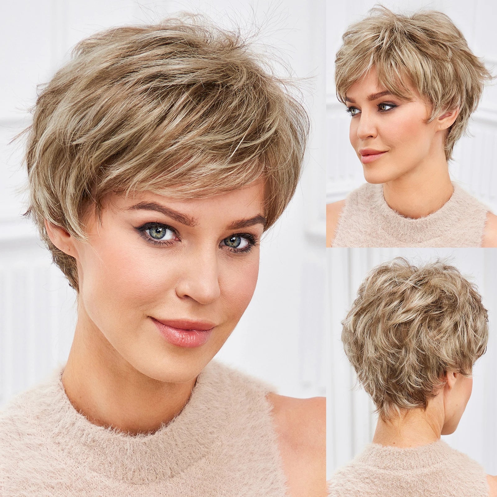 Light Blonde Mixed Pixie Cut Wig