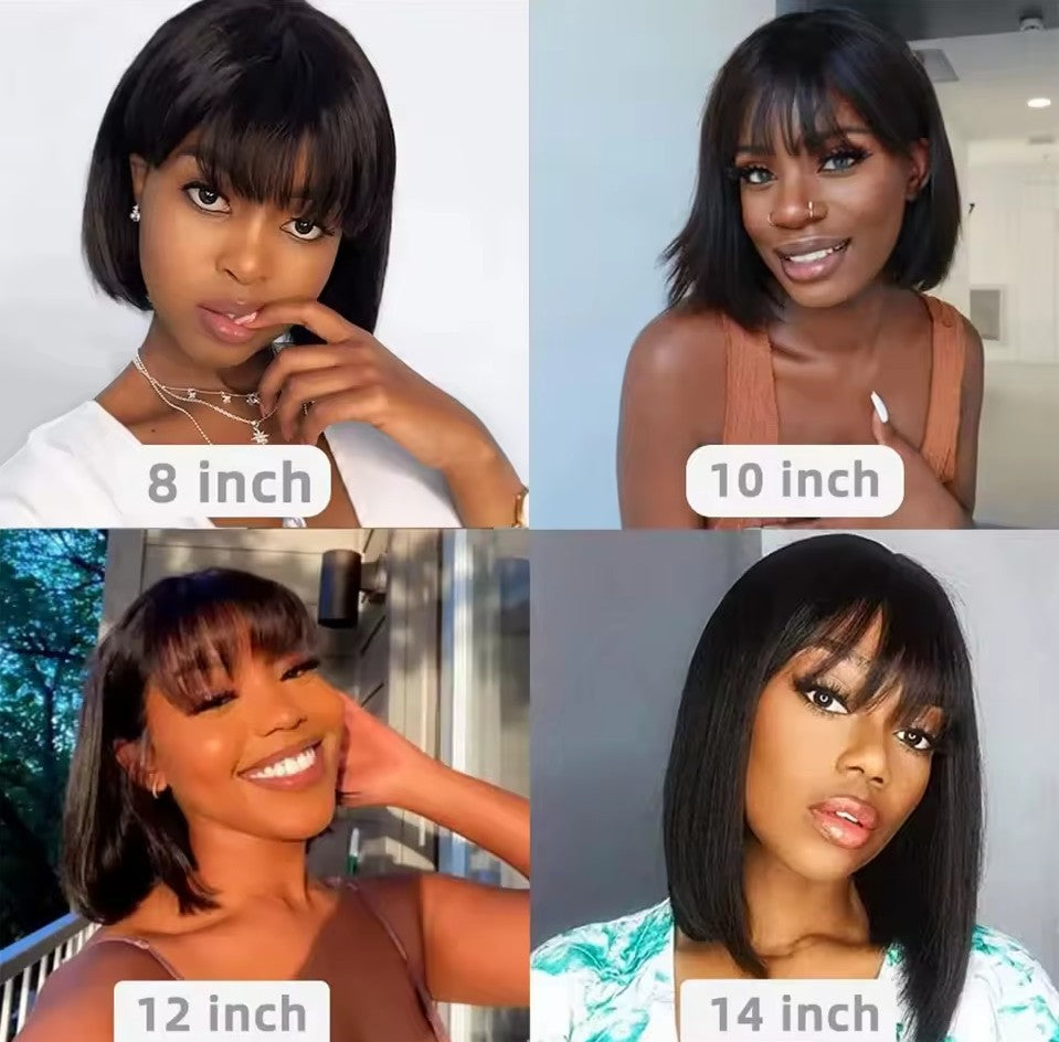 100% Human Straight Hair Short Bob Wig