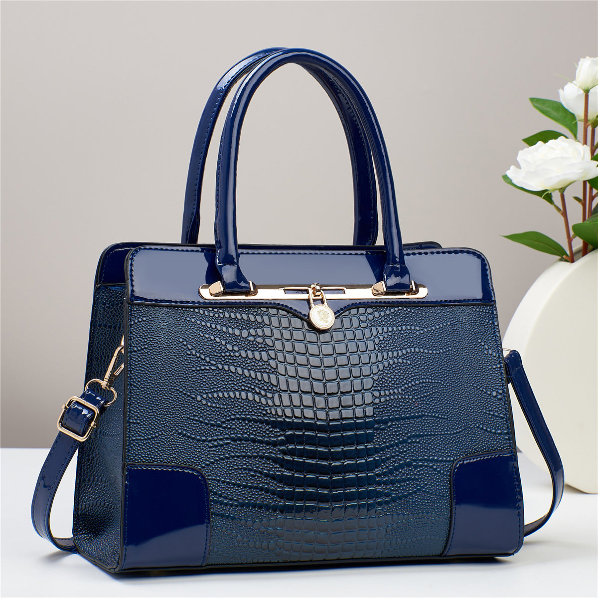 2025 Solène™ Luxury Crocodile-Embossed PU Leather Handbag